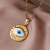 Vintage 304 Stainless Steel Enamel White Evil Eye Pendant Necklaces for Women QI8338-2