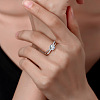 Rhodium Plated 925 Sterling Silver Micro Pave Cubic Zirconia Finger Rings for Women WGD6E9D-11-3