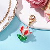 Flower Glass Seed Beaded Pendant Decorations HJEW-MZ00163-3