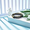 2Pcs 2 Style Natural Serpentine/Green Lace & Lava Rock Round Beaded Stretch Bracelets Set with Column Synthetic Hematite BJEW-JB07575-2