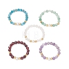 Natural Mixed Gemstone & Pearl Bead Finger Rings for Women RJEW-JR00965-1