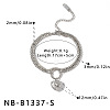 304 Stainless Steel Crystal Rhinestone Heart Charm 2-Strand Bracelets for Women WG667D2-02-1