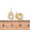 Brass Micro Pave Clear Cubic Zirconia Stud Earrings EJEW-C174-02G-G-5