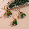 304 Stainless Steel Enamel with Glass Pendant Necklaces & Hoop Earrings Sets FS-WG4D061-03-3