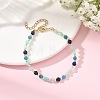 Natural White Jade & Amazonite & Apatite & Lapis Lazuli Round Beaded Necklaces and Bracelet Set SJEW-JS01382-5