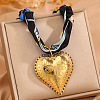 304 Stainless Steel Embossed Human Face Heart Pendant Scarf Necklaces for Women WGB9B2C-01-1