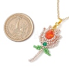 Glass Seed Beaded Flower Pendant Necklaces NJEW-MZ00080-03-3