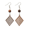 6 Pairs 6 Styles Natural Walnut Wood Dangle Earrings for Women EJEW-JE06101-3