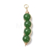 2Pcs 2 Styles Natural Dyed Taiwan Jade Copper Wire Wrapped Pendants PALLOY-JF05057-3
