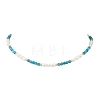 Faceted Round Natural Apatite and Rice Natural Pearl Beaded Necklaces for Women NJEW-JN05816-02-2