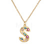 Brass Pave Colorful Cubic Zirconia Initial Pendant Necklaces for Women FS-WG02860-19-1