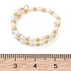 Natural Freshwater Pearl with Glass Seed Beaded Double Layers Finger Rings RJEW-JR01023-4