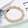 Brass Round Beaded Stretch Bracelets for Women BJEW-B148-04B-GP-1