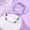 Faceted Round Natural Black Agate & Sodalite & Rose Quartz & Quartz Crystal Braided Bead Bracelets BJEW-F493-09G-02-1