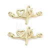 Rack Plating Brass Heart Connector Charms KK-Z064-30G-1