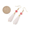 Natural Rose Quartz Teardrop Dangle Earrings EJEW-JE06848-02-3