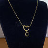 304 Stainless Steel Heart with Initial Pendant Necklaces for Women FS-WG4DC9E-03-1