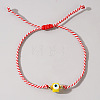 Adjustable Glass Evil Eye Braided Bead Bracelets for Men and Women PI2315-5-1