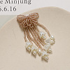 Handmade Glass Seed Beads Flower Tassel Stud Earrings FS-WG63232-04-1