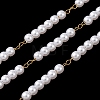 304 Stainless Steel & ABS Plastic Pearl Round Bead Cable Chains CHS-G048-01G-1
