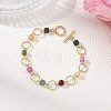Natural Tourmaline & Brass Open Jump Rings Link Bracelets for Women BJEW-JB14116-02-1