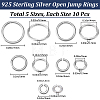 Beebeecraft 50Pcs 5 Styles 925 Sterling Silver Open Jump Rings STER-BBC0006-19-2