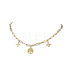 304 Stainless Steel Tree of Life and Cross Pendant Paperclip Chain Necklaces for Women NJEW-JN05664-1