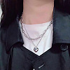 Alloy Heart Pendant Double Layer Necklaces for Women WG28BBE-08-1