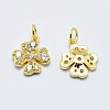 Brass Micro Pave Clear Cubic Zirconia Charms ZIRC-J040-07G-NR-2