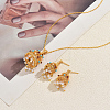 Brass Plastic Stud Earrings & Pendant Necklaces Sets for Women KW7238-1
