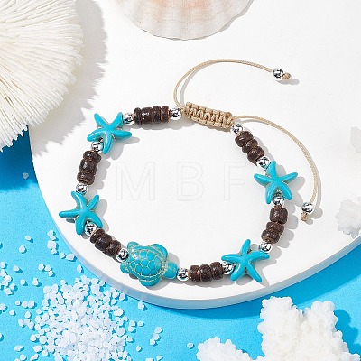 Coconut Braided Bead Bracelets BJEW-JB10078-02-1