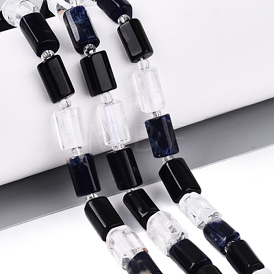 Natural Obsidian & Sodalite & Quartz Crystal Beads Strands G-Q614-01A-07-1