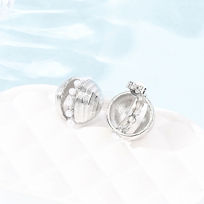 Round Brass Stud Earrings EJEW-D351-01P-1