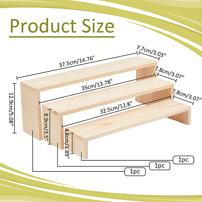 3Pcs Wood Display Display Risers for Bracelets ODIS-WH0004-07-1