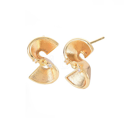 Brass Micro Pave Clear Cubic Zirconia Stud Earring Findings KK-S364-054-1