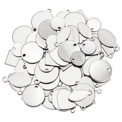 WADORN 80Pcs 8 Styles 304 & 201 Stainless Steel Stamping Blank Tag Pendants STAS-WR0001-11-1