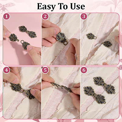 12 Pairs Vintage Alloy Buckle for Clothing & Bags FIND-PH0038-72AB-1