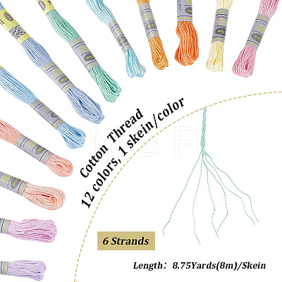 12Skeins 12 Colors Cotton Embroidery Floss OCOR-CY0004-93-1