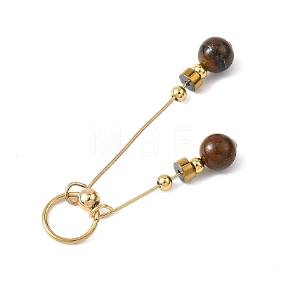 5Pcs 5 Styles Synthetic Aqua Terra Jasper & Natural Tiger Eye & White Jade & Malaysia Jade & Black Onyx(Dyed & Heated) Big Pendants PALLOY-JF04712-1