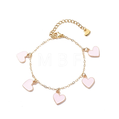 Alloy Enamel Heart Charms Bracelet BJEW-JB08678-1