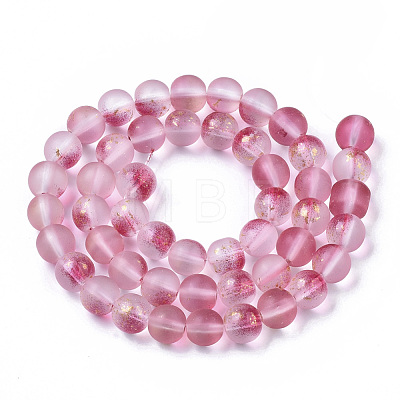 Frosted Spray Painted Glass Beads Strands X-GLAA-N035-03C-C04-1