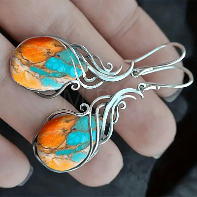 Bohemian Style Alloy Resin Dangle Earrings FS-WGDB4B9-01-1