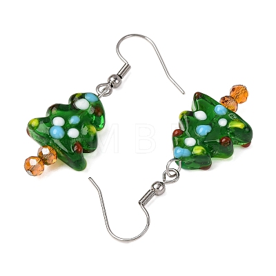 304 Stainless Steel Christmas Tree Dangle Earrings EJEW-JE06524-1