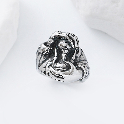 Vintage Punk 304 Stainless Steel Finger Rings YJ4863-5-1