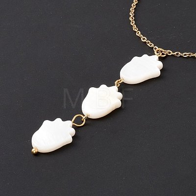 Natural Shell Tulip Pendant Necklace with 304 Stainless Steel Chains for Women NJEW-C016-03G-1