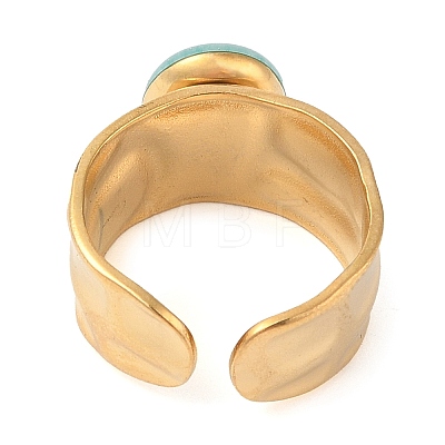 Oval Natural Amazonite Finger Rings RJEW-Z057-12G-06-1