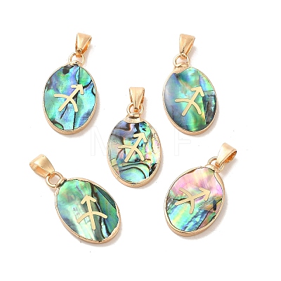 Constellation Natural Paua Shell Pendants KK-P265-01G-01-1