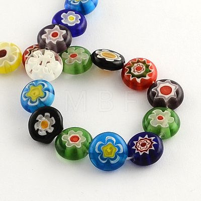 Flat Round Handmade Millefiori Glass Beads X-LK-R004-55-1