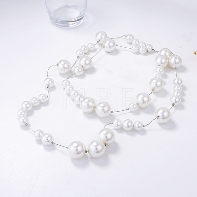 Alloy & Imitation Pearl Round Beaded Long Stackable Necklaces for Women WGFF48B-01-1