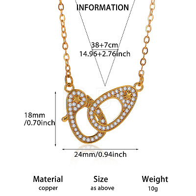 Brass Micro Pave Clear Cubic Zirconia Pendant Necklaces WGAA499-03-1